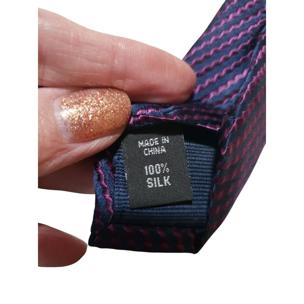 Michael Kors Mens Tie Necktie Designer Luxury Purple Navy Stripe‎ Shimmer Formal